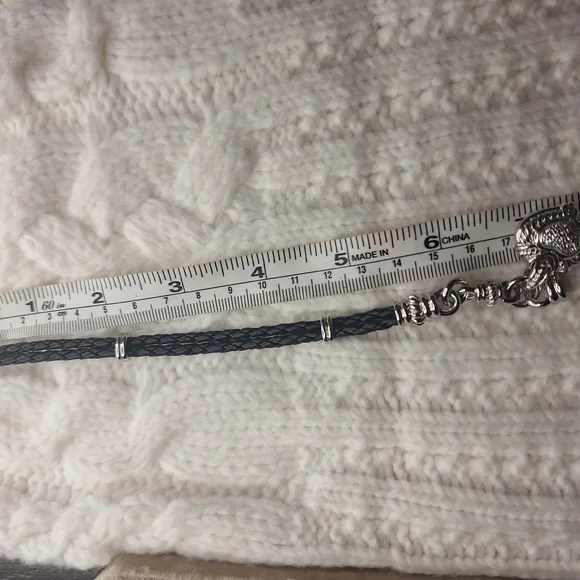 Judith Ripka Sterling Heart Charm Bracelet, Leather Band & Cubic Zirconia - Picture 5 of 12